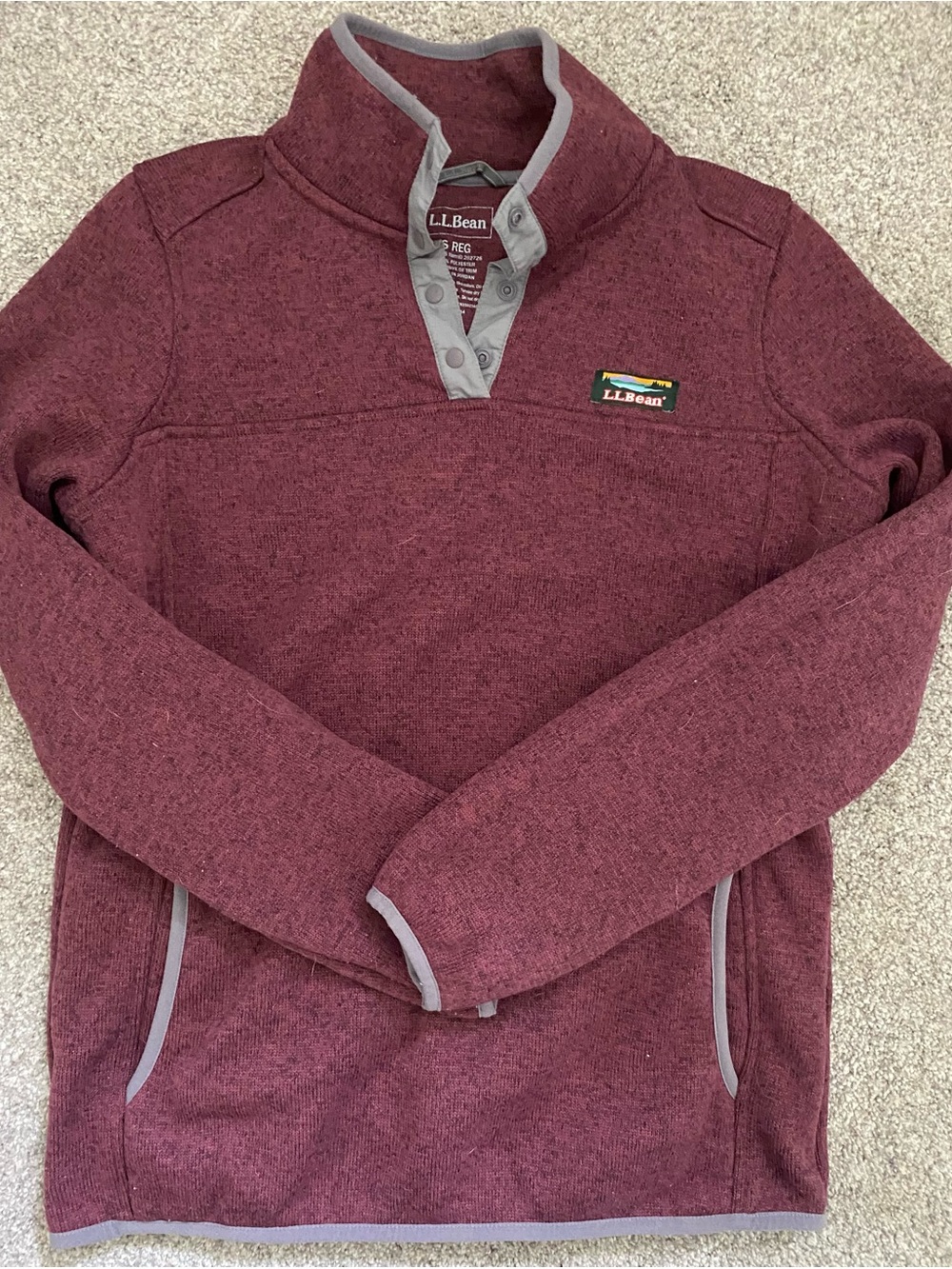 L.L. Bean Womens Sweater Fleece Pullover Burgundy